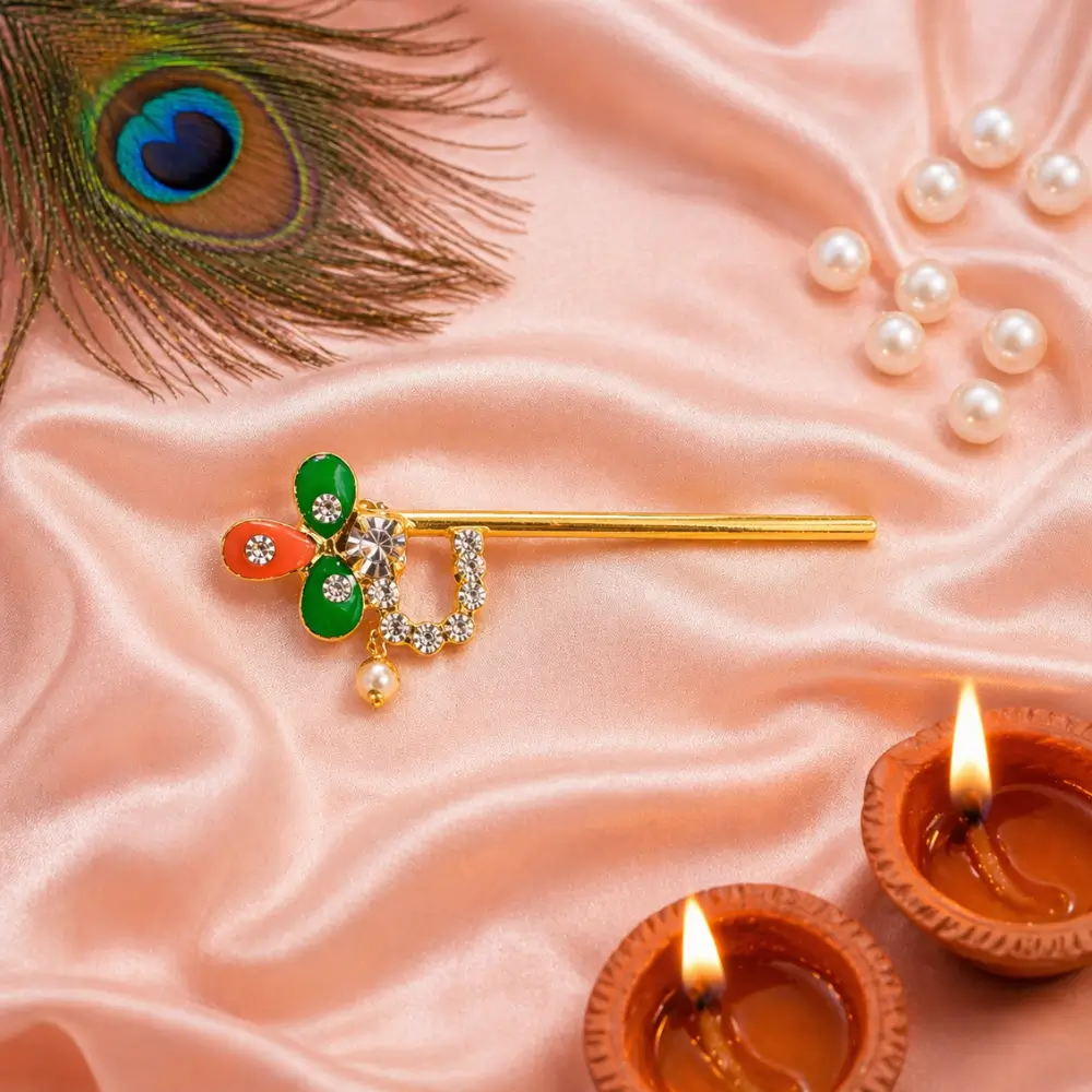 Mahashringar Krishna Bansuri for Laddu Gopal Kanha Ji Thakur Ji Small Designer Flute (Size 0–2)