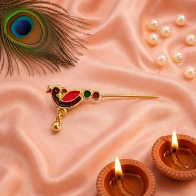 Mahashringar Peacock Krishna Bansuri for Laddu Gopal Kanha Ji Thakur Ji Cute Bird Design Flute(0 2