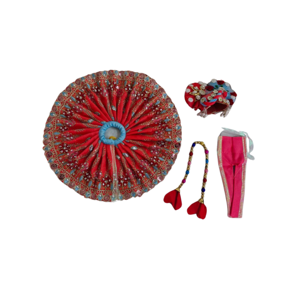 Mahashringar Kolkata Style Laddu Gopal Dress | Size 5 | Red Color | Heavy Work Dress | Occasion