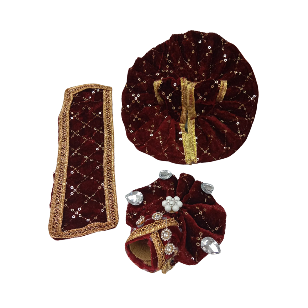 Laddu Gopal Velvet Dress | Dark Brownish Red Color Dress | Kanha Ji Dress | Size-2, 5