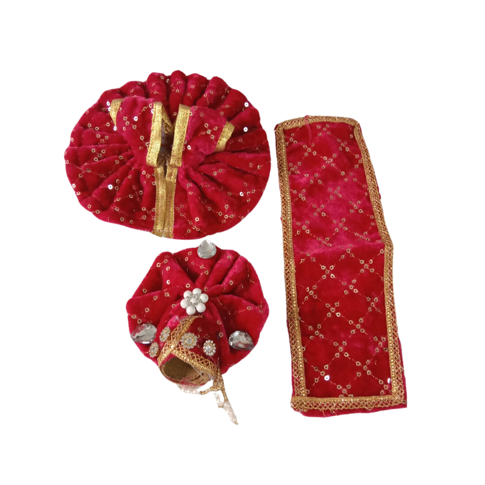 Laddu Gopal Designer Velvet Dress | Red Color | Size 2, 5