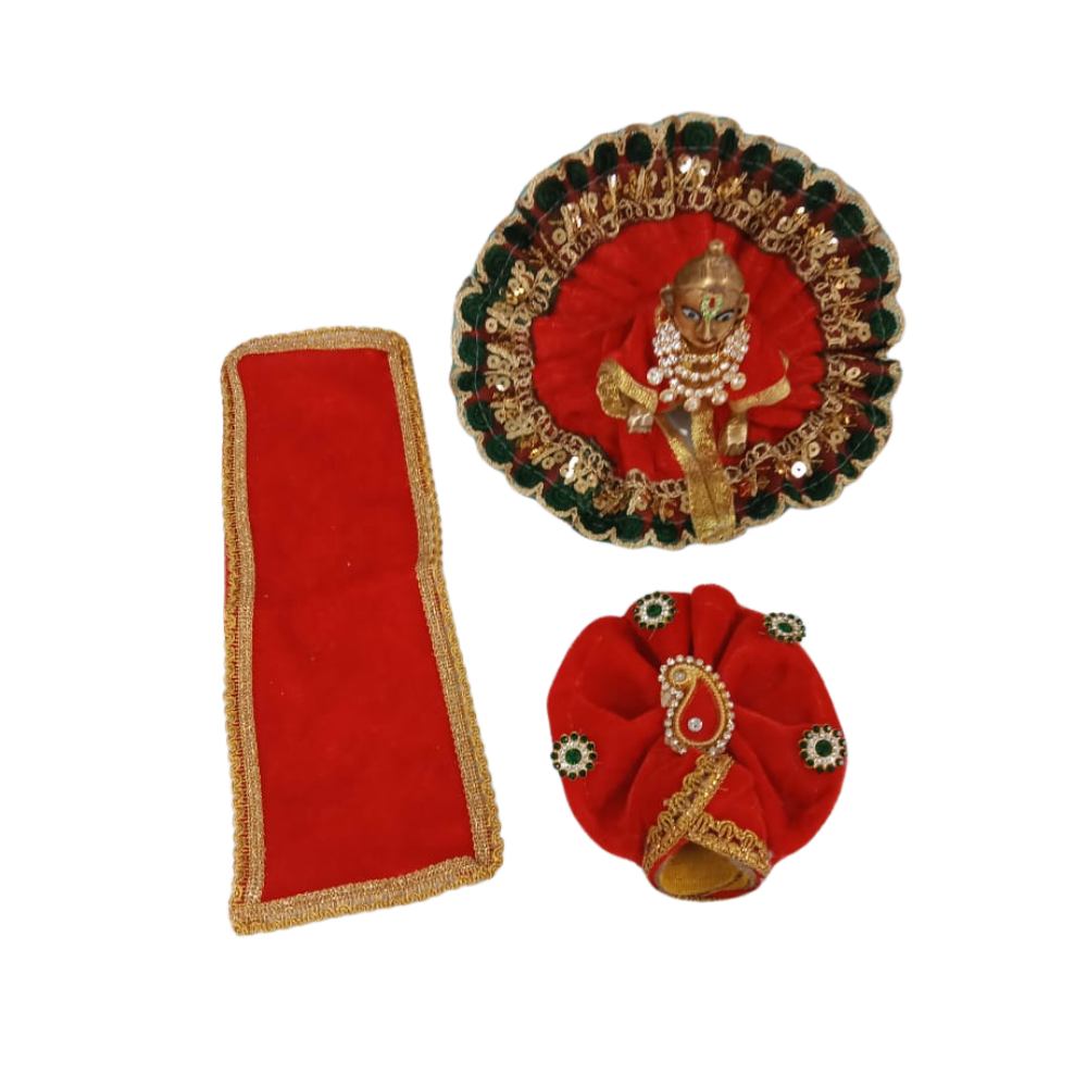 Laddu Gopal Velvet Dress | Kanha Ji Red Color Dress | Size 2, 5