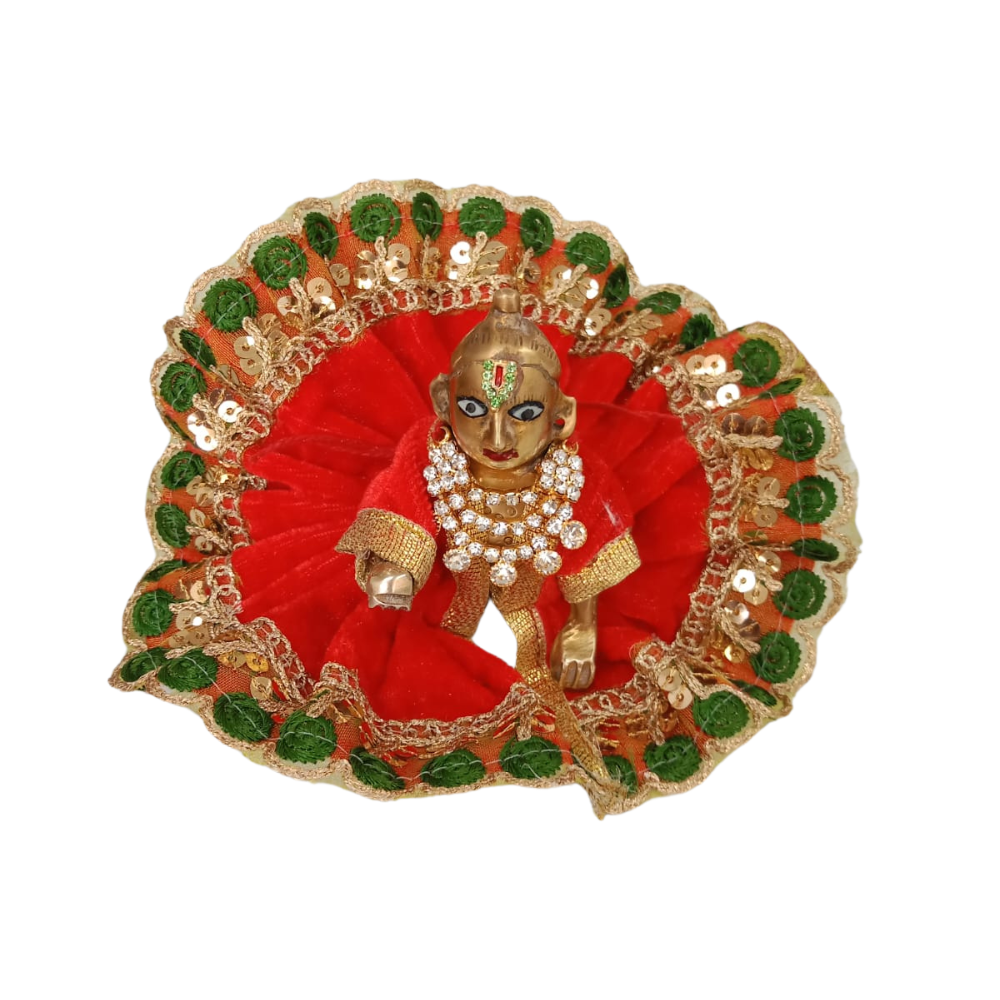 Laddu Gopal Velvet Dress | Kanha Ji Red Color Dress | Size 2, 5