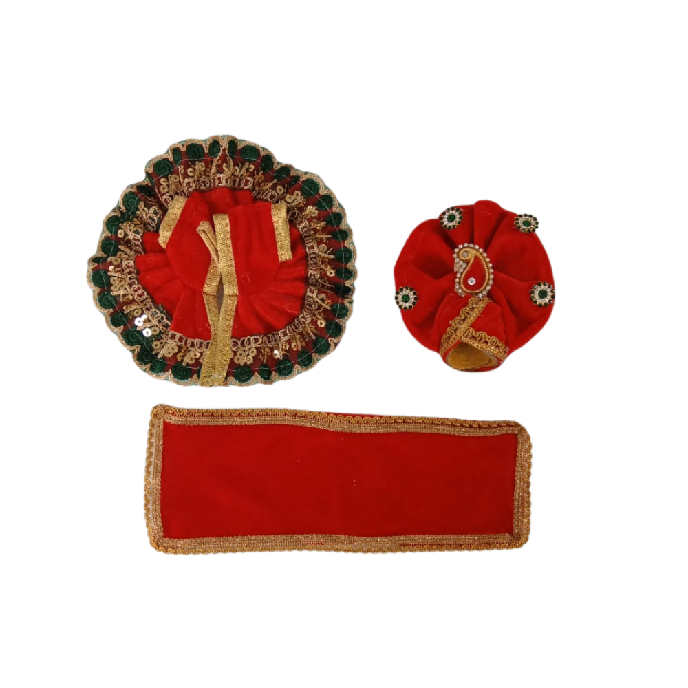 Laddu Gopal Velvet Dress | Kanha Ji Red Color Dress | Size 2, 5