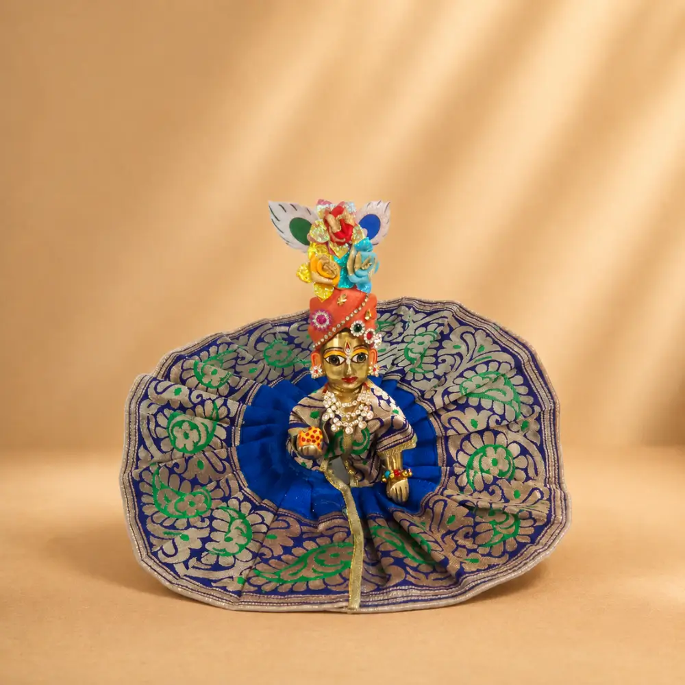 Premium Blue Banarasi Silk Laddu Gopal Dress – Royal Poshak