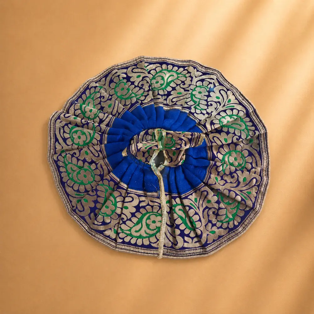 Blue Banarasi Silk Laddu Gopal Dress with Designer Mukut