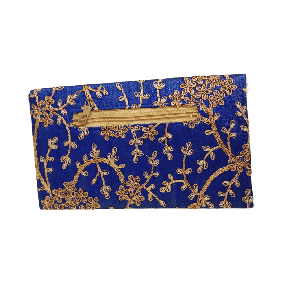 Mahashringar Beautiful embroidery Design Clutch | Party Blue Clutch