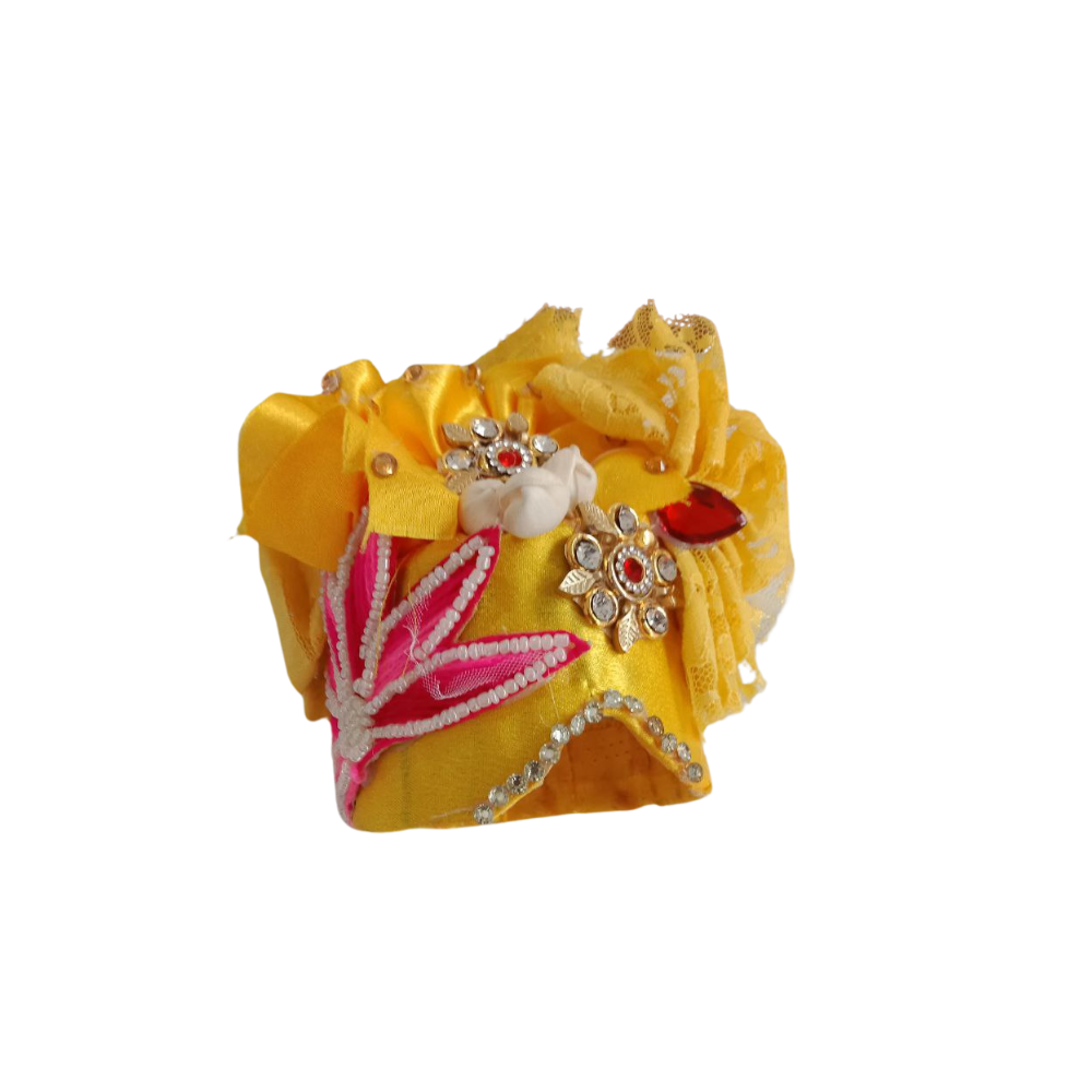 Special Kanha Ji Designer Yellow Dress with Mukut (Size no.10)