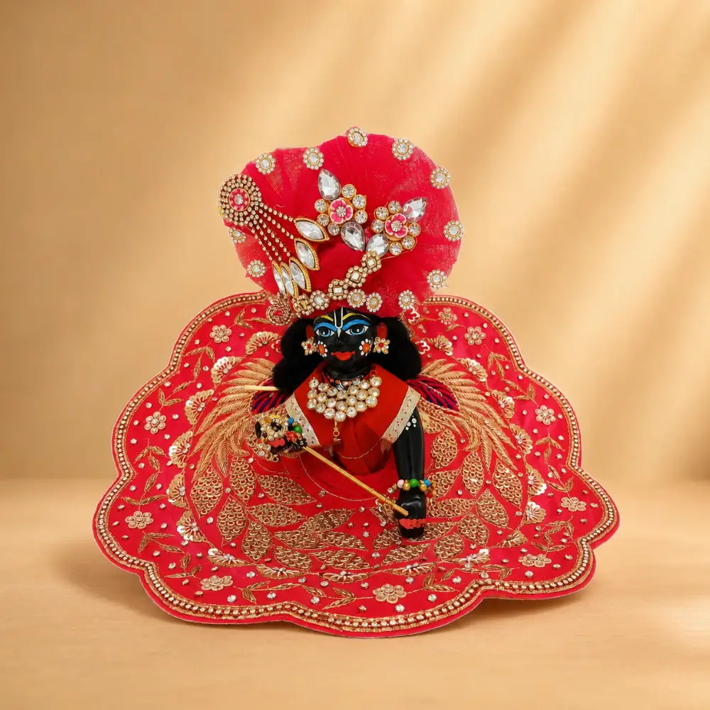 red laddu gopal designer poshak