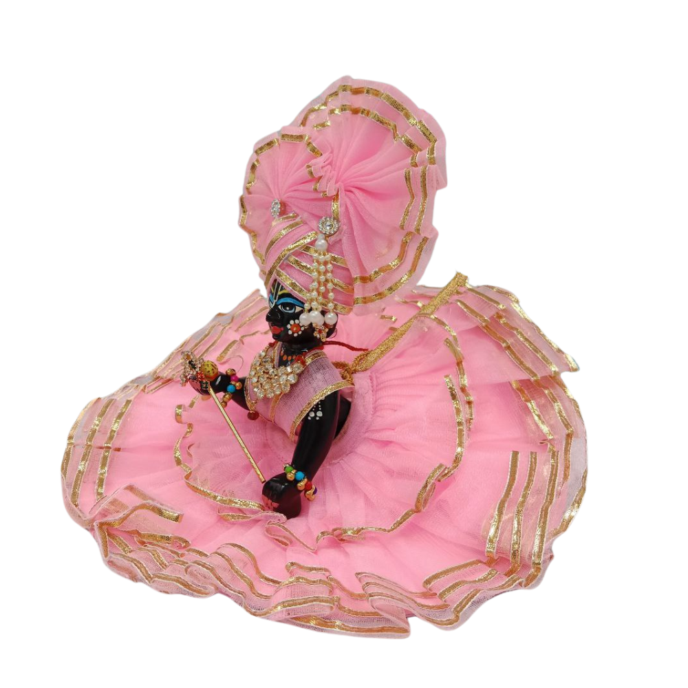 Kanha Ji Birthday Special Dress with Mukut | Laddu Gopal Pink Dress | Size-0, 1, 2, 4, 5