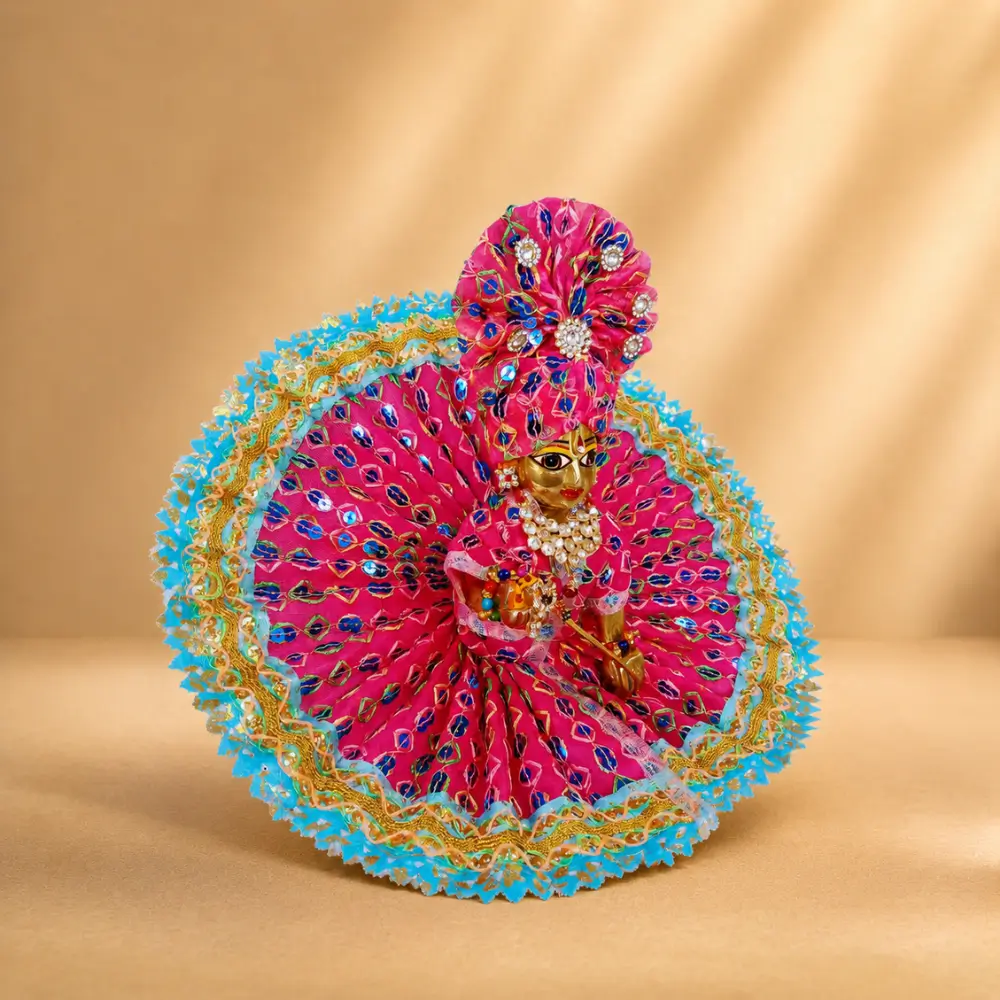 bal gopal pink blue bandhani dress designer poshak