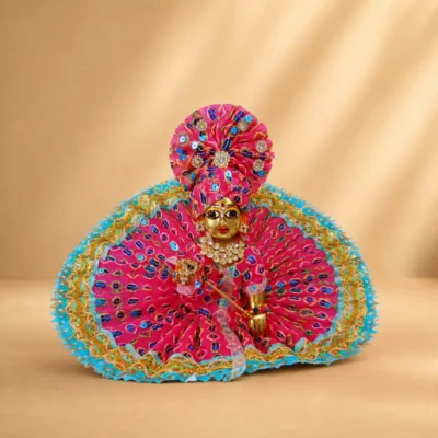 laddu gopal multicolor bandhani designer dress front view