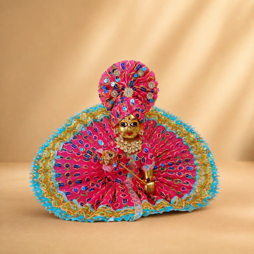 laddu gopal multicolor bandhani designer dress front view