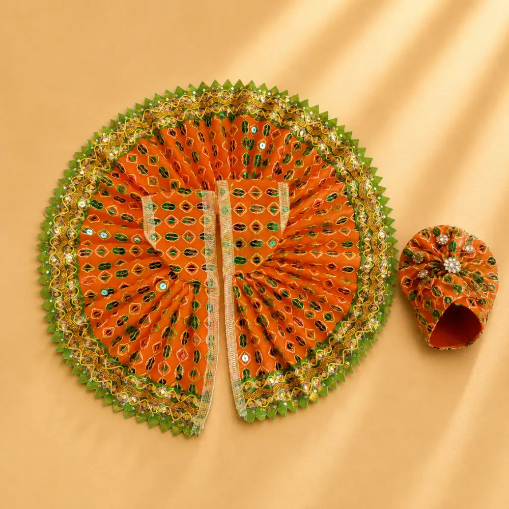 Janmashtami Special Orange Laddu Gopal Poshak Set