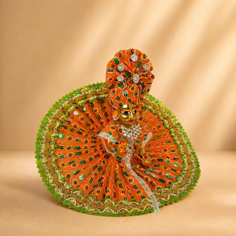 Premium Orange Designer Poshak with Matching Pagdi