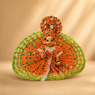Handcrafted Orange & Green Laddu Gopal Dress Set