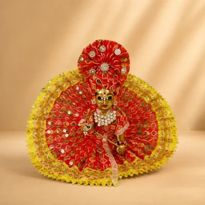 Handmade Red & Yellow Designer Poshak with Matching Pagdi