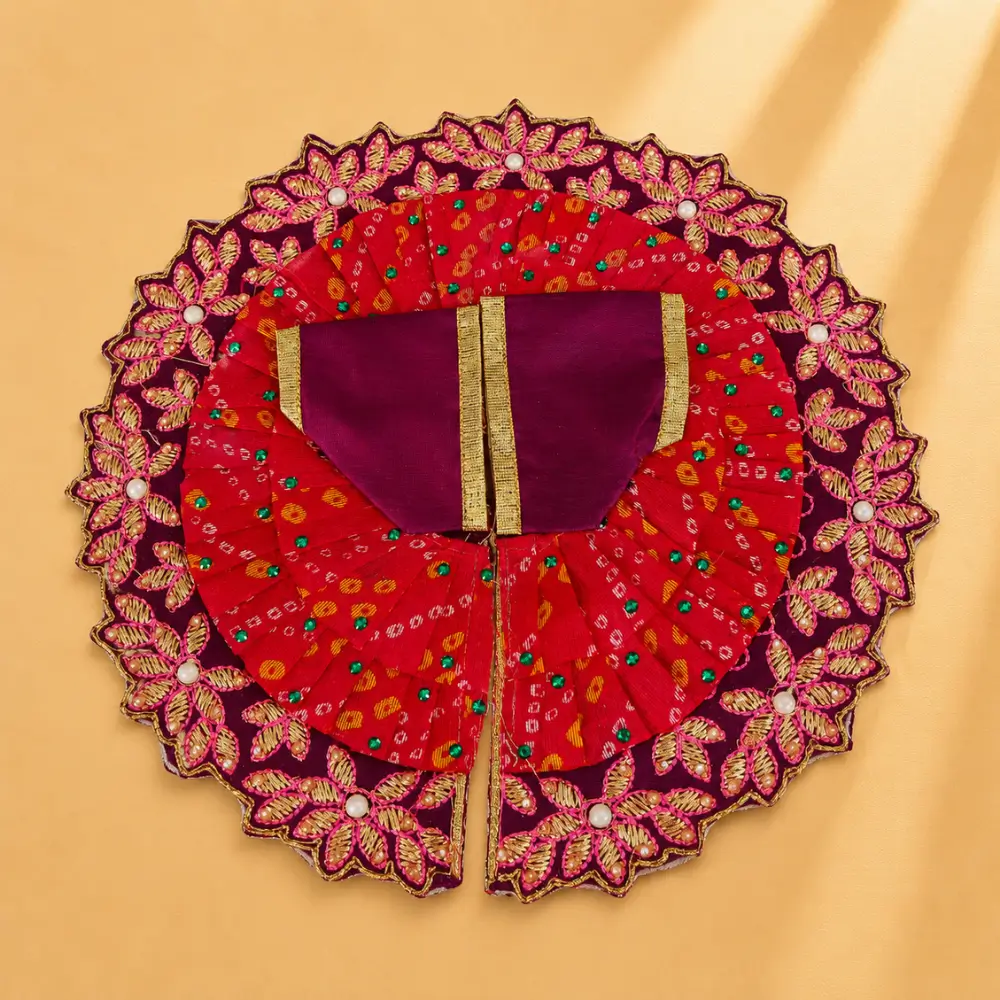 laddu gopal red bandhani designer poshak purple lace