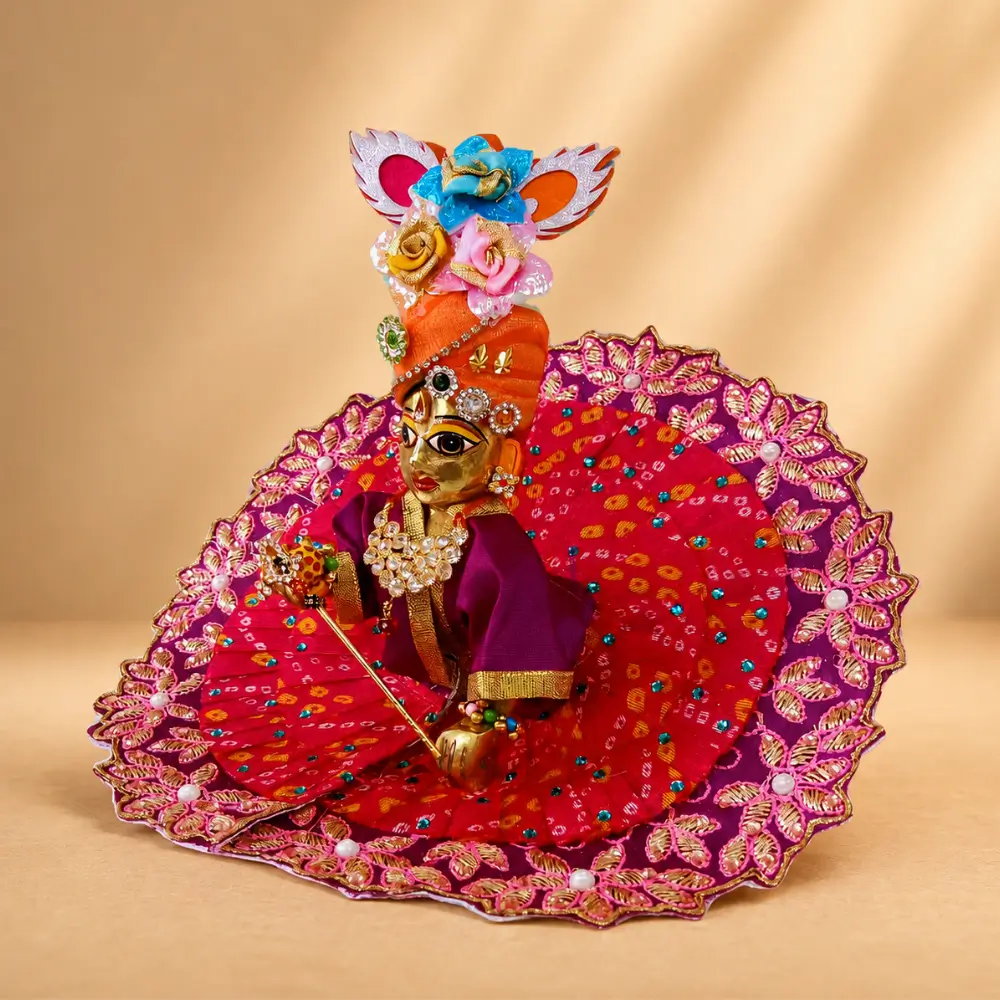 laddu gopal red bandhani poshak