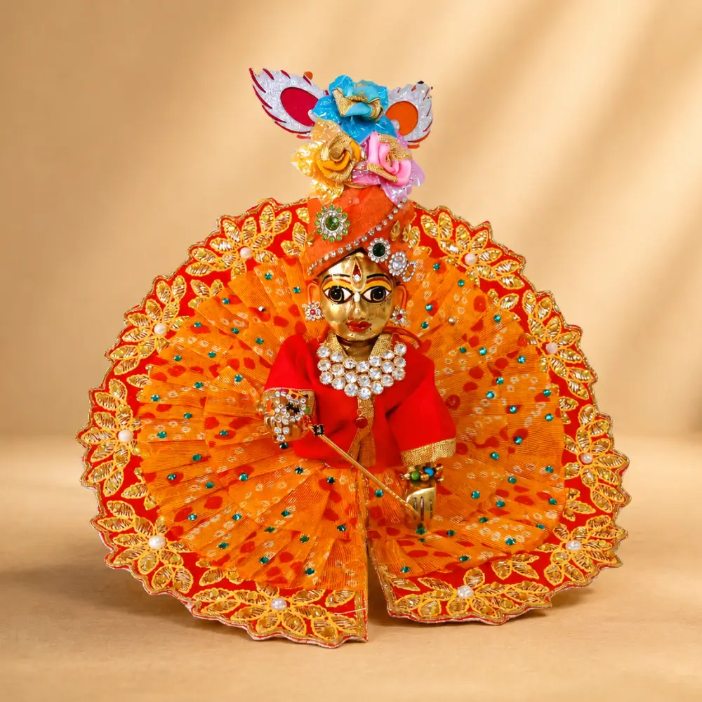 laddu gopal orange net designer poshak