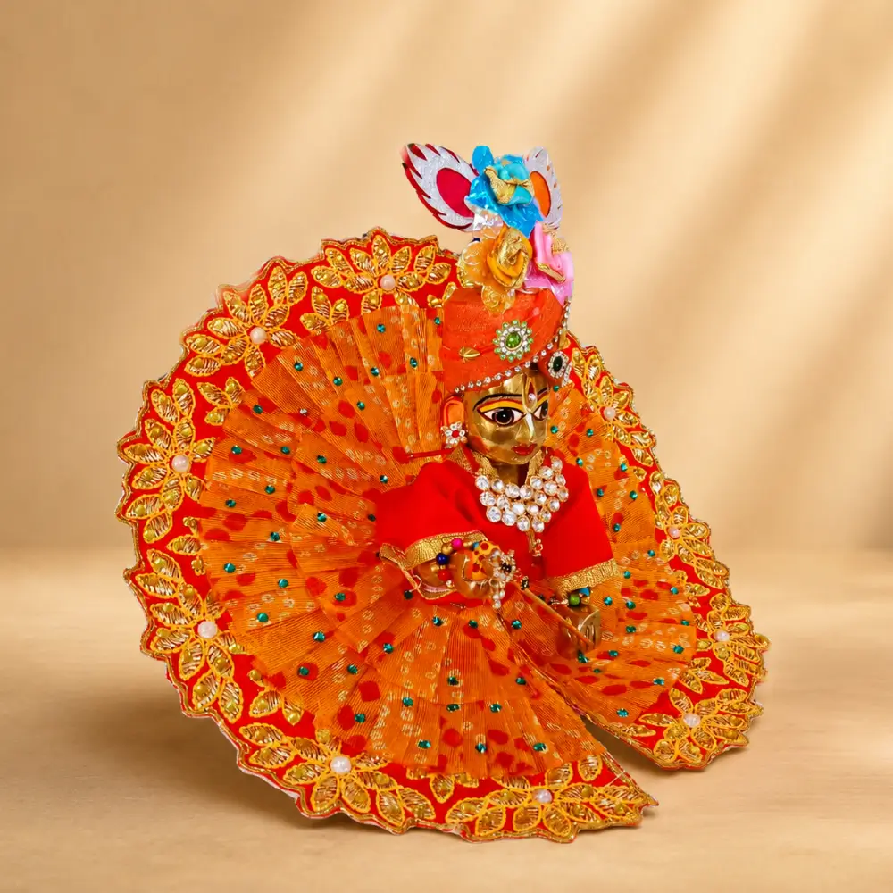laddu gopal orange designer poshak