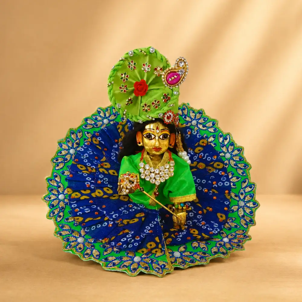 royal blue green bandhani laddu gopal designer poshak