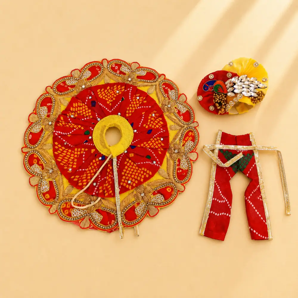 designer laddu gopal bandhani pagdi poshak