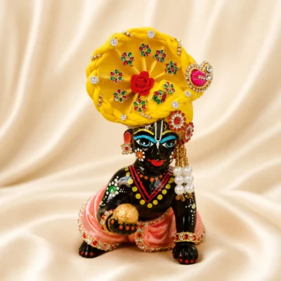 laddu gopal designer mukut yellow fancy crown on laddu gopal