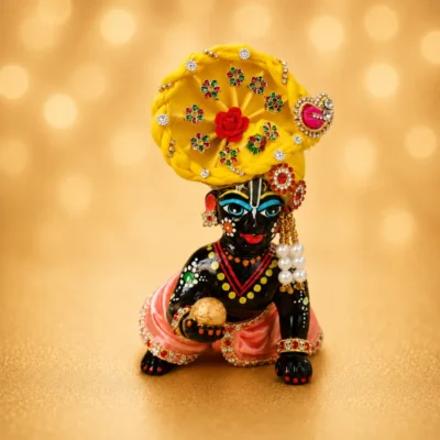 laddu gopal designer mukut yellow fancy crown on laddu gopal