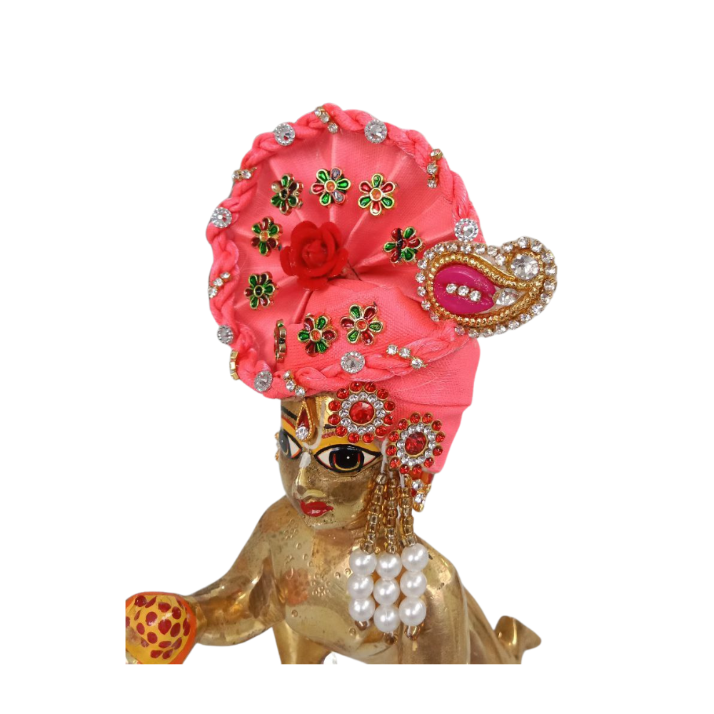 Mahashringar Laddu Gopal Designer Mukut | Soft Red Color | Size- 1, 2, 5