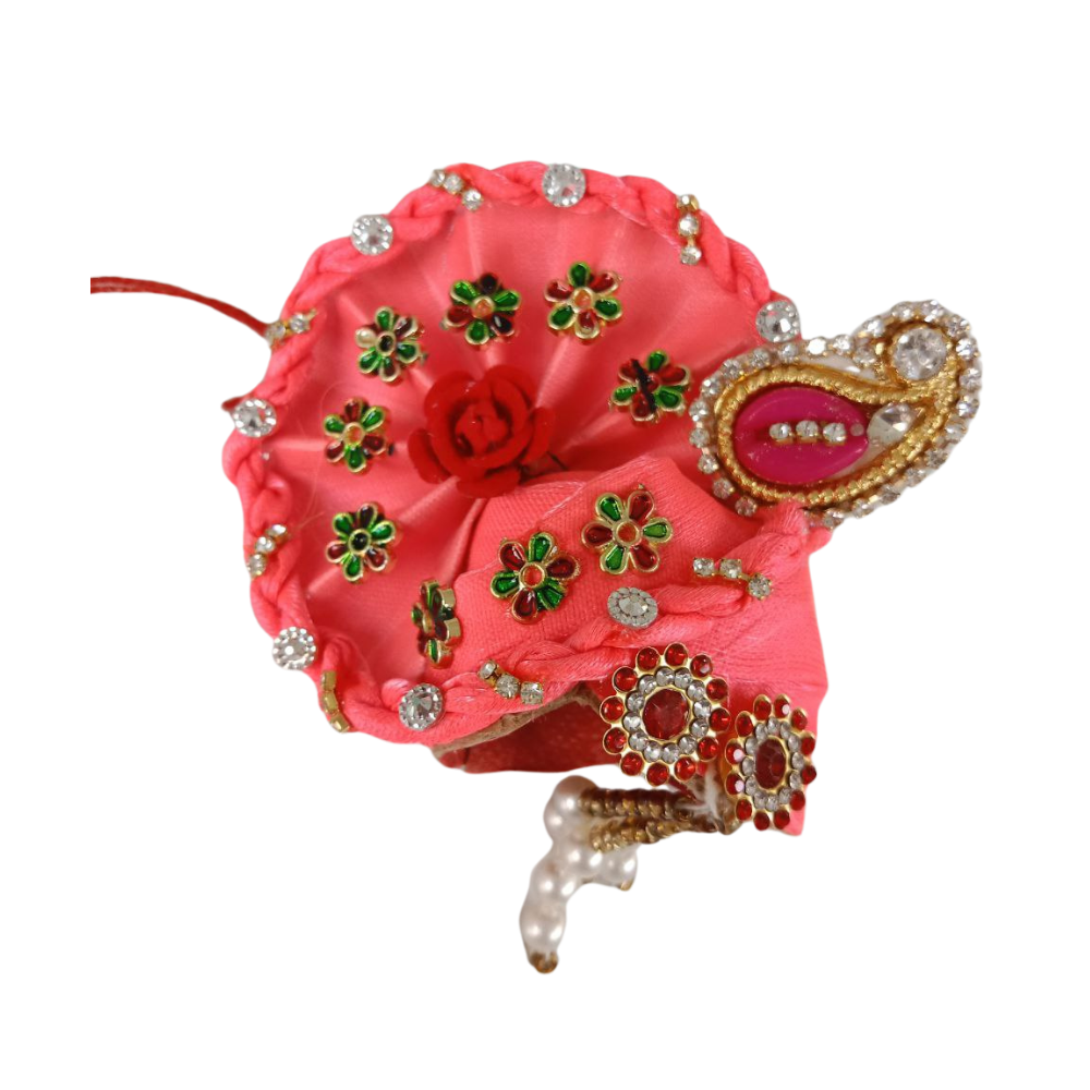 Mahashringar Laddu Gopal Designer Mukut | Soft Red Color | Size- 1, 2, 5
