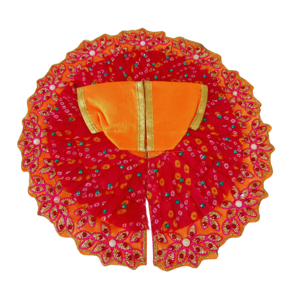 Laddu Gopal Flower Design Dress | Orange Color | Size- 5 ,2 , 0