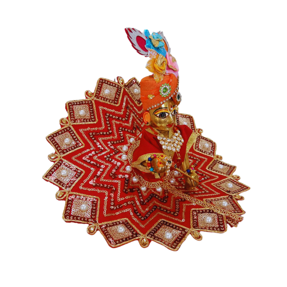 Laddu Gopal Sequence Work Design Dress | Dark Red Color | Size- 5 ,2 , 0