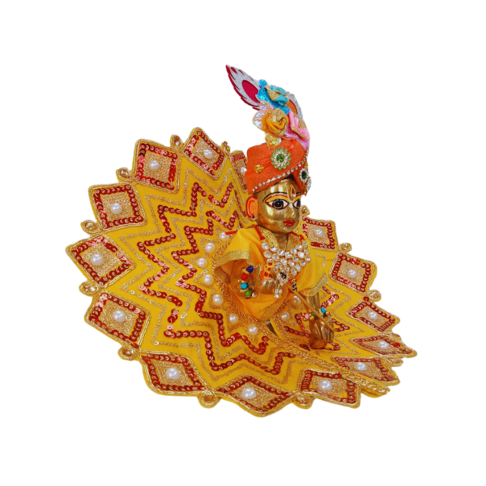 Laddu Gopal Sequence Work Design Dress | Yellow Color | Size- 5 ,2 , 0