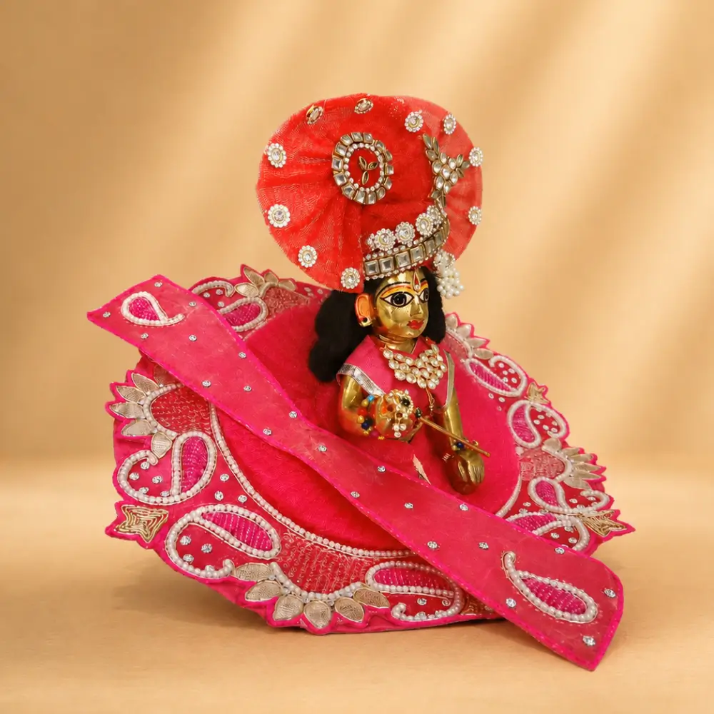 handcrafted red laddu gopal festival dress set