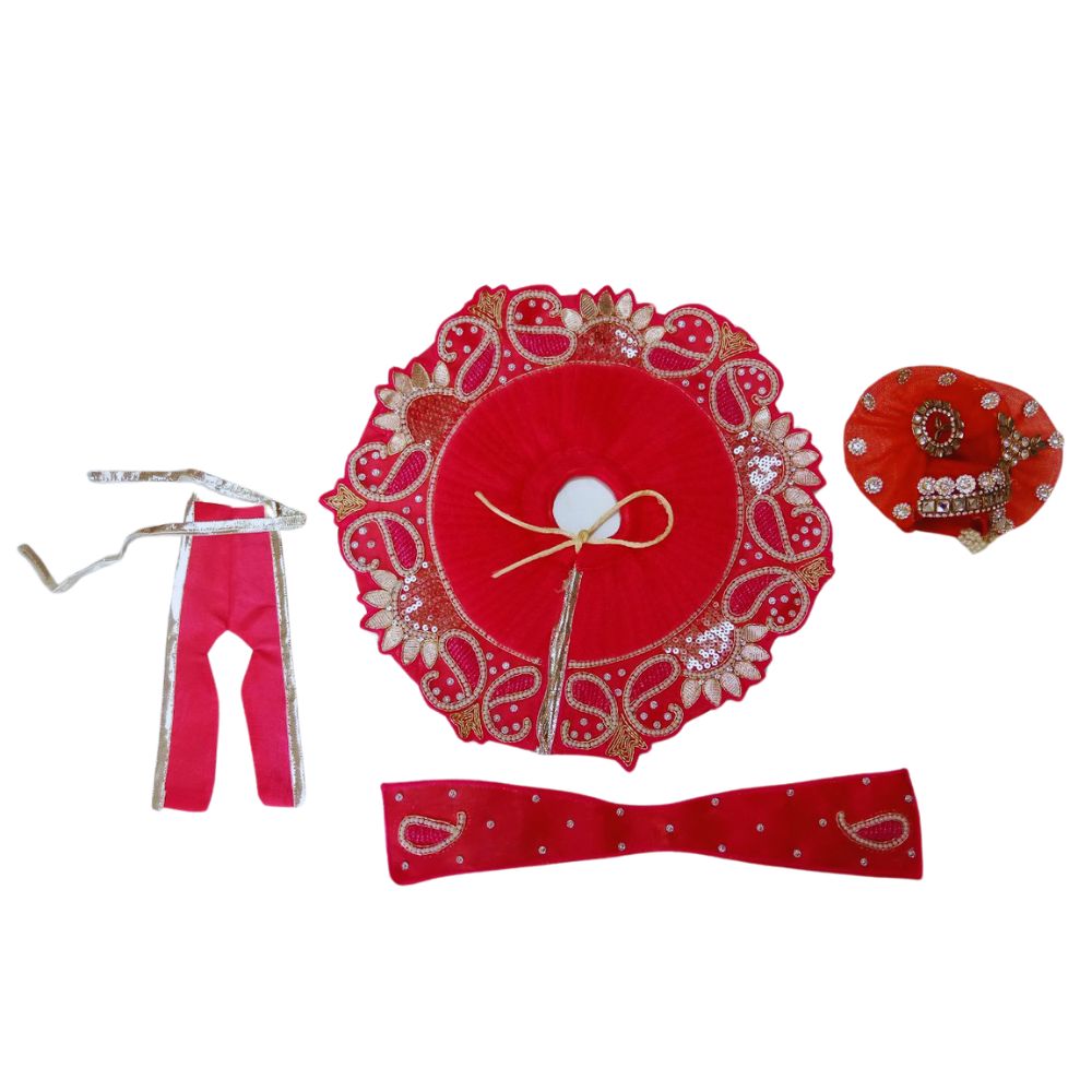 Laddu gopal Pink Dress With Mukut and Patka | Heavy Work Dress | Size- 2, 4, 5