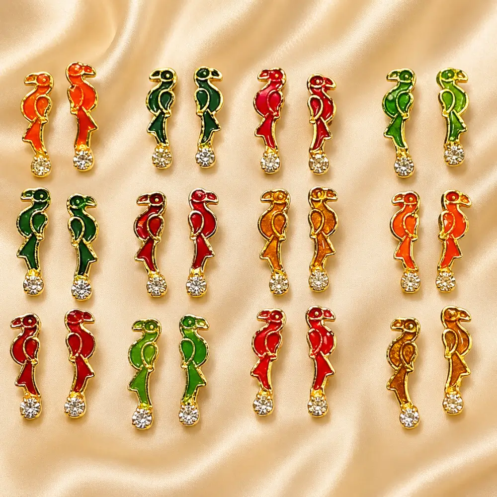 Laddu Gopal Earrings Parrot Design Multi Color Earrings Collection