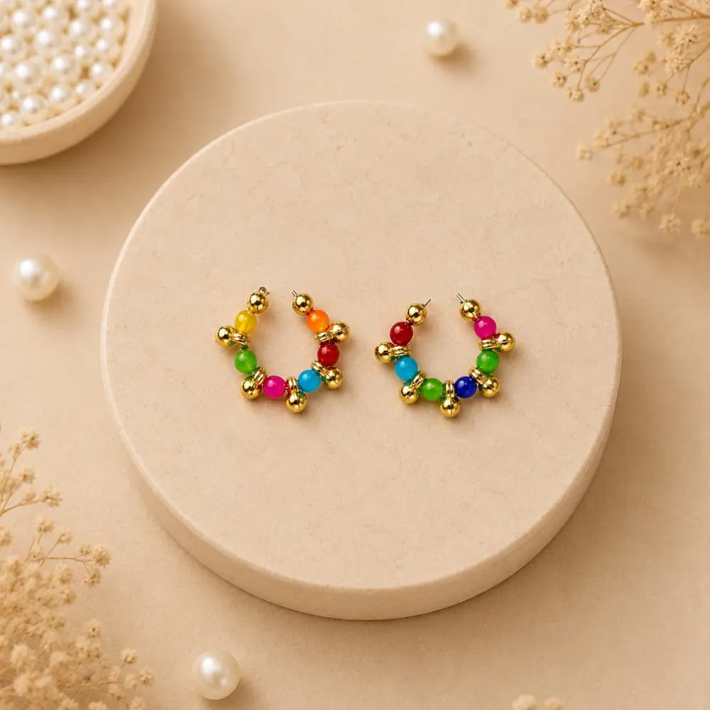 laddu gopal multicolor beads earrings