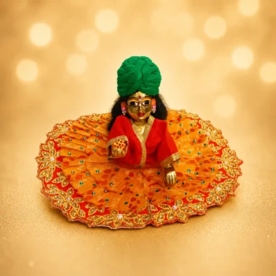 laddu gopal green safa on thakurji