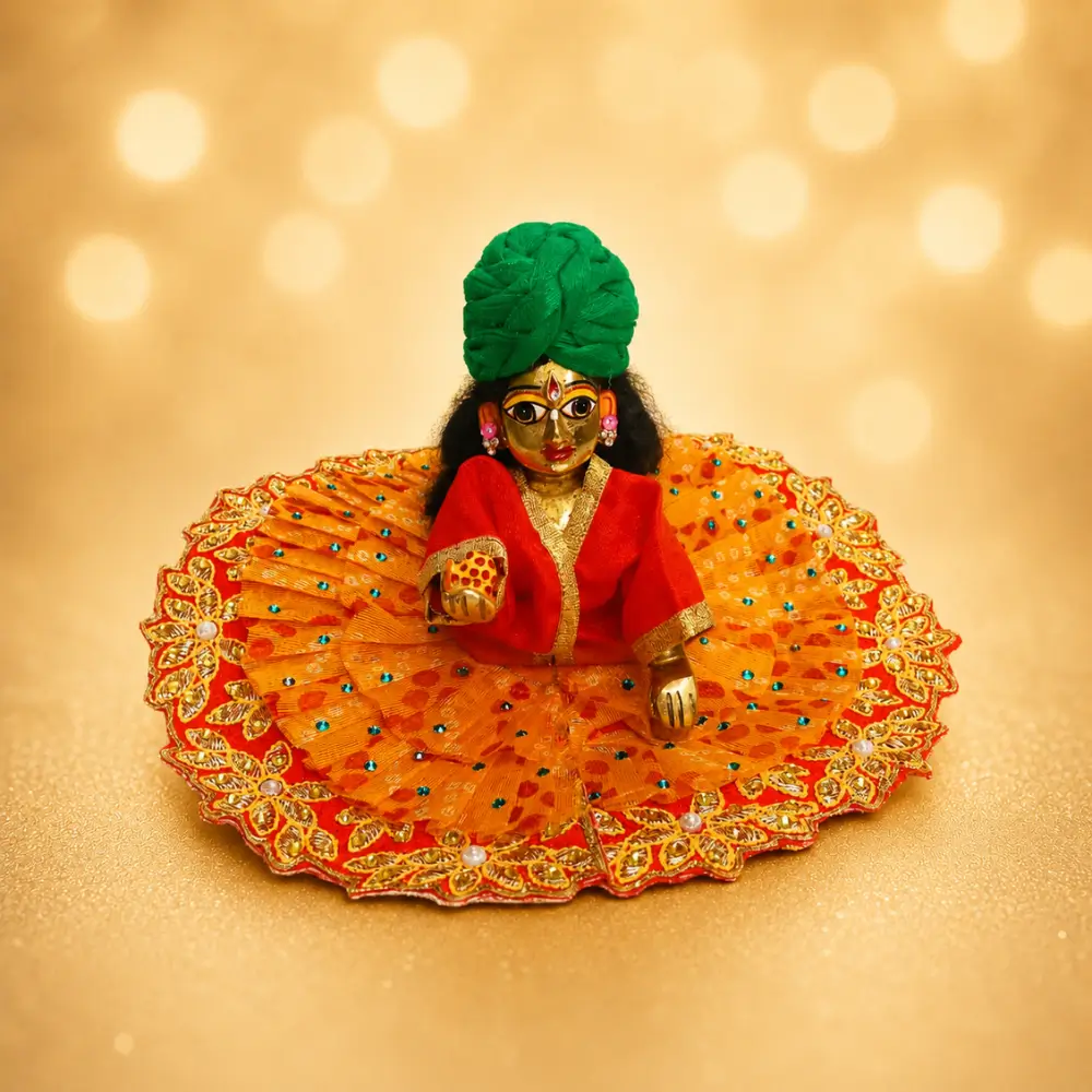 laddu gopal green safa on thakurji