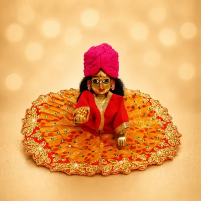 laddu gopal pink safa on laddu gopal
