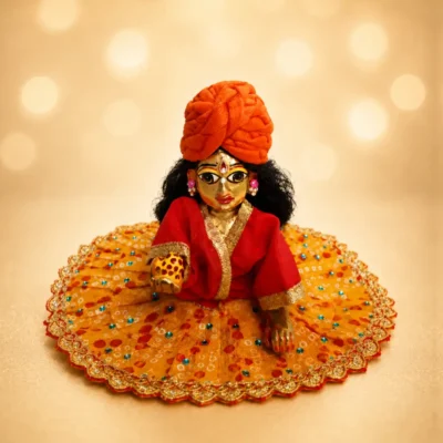 laddu gopal orange safa on thakurji