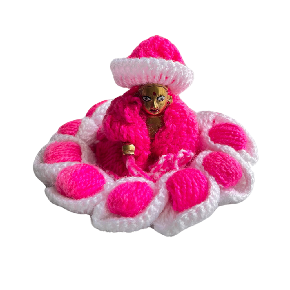 Kanha JI Winter Dress Wite and Pink Color Dress with Cap (3)