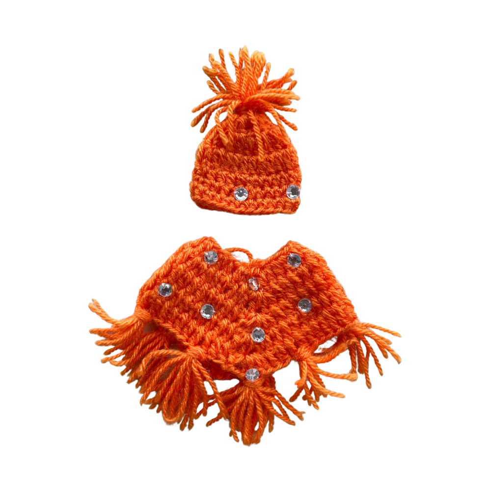 Laddu Gopal Woollen Dress with Cap Laddu Gopal Poncho