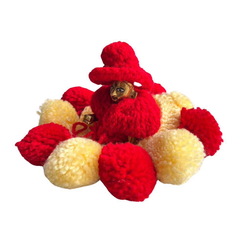 Woollen Dress For Kanha JI Red and Yellow Color Dress with Cap (2)