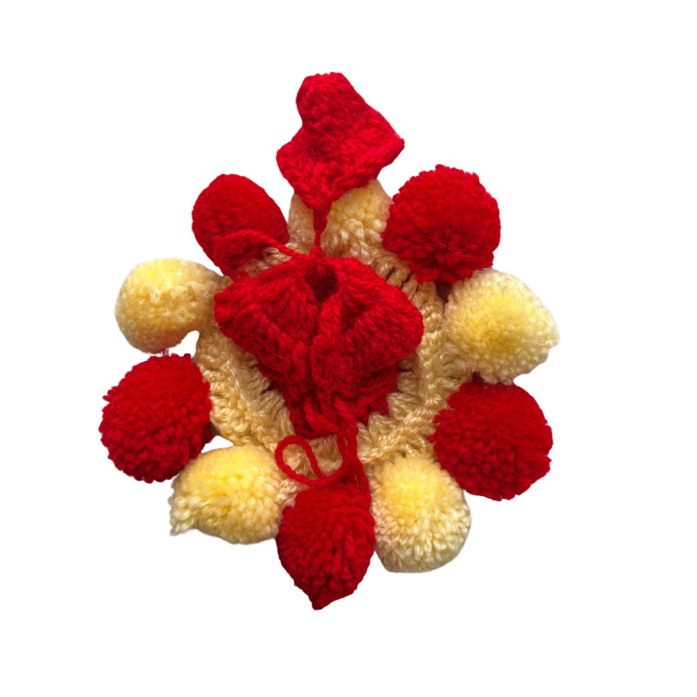 Woollen Dress For Kanha JI Red and Yellow Color Dress with Cap (3)