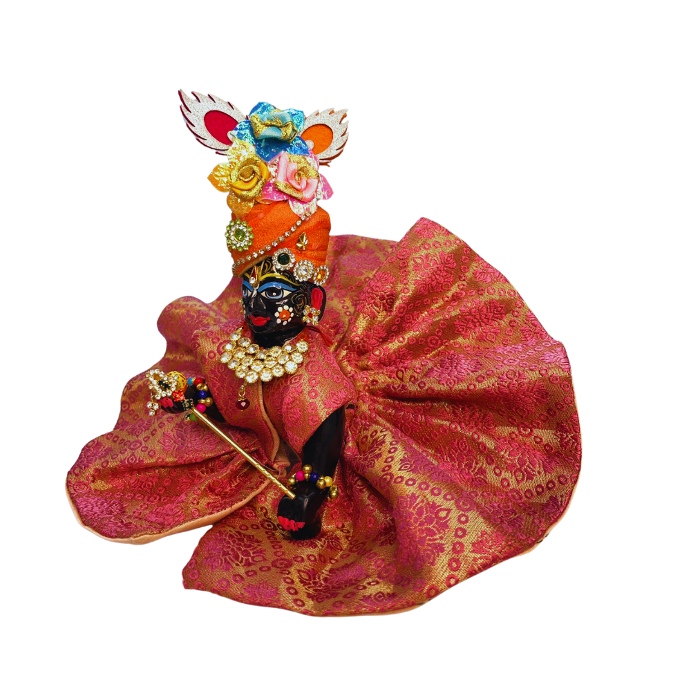 Kanha Ji Pink & Golden Dress (2)