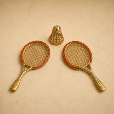 Golden Badminton Racket Accessory for Laddu Gopal Shringar