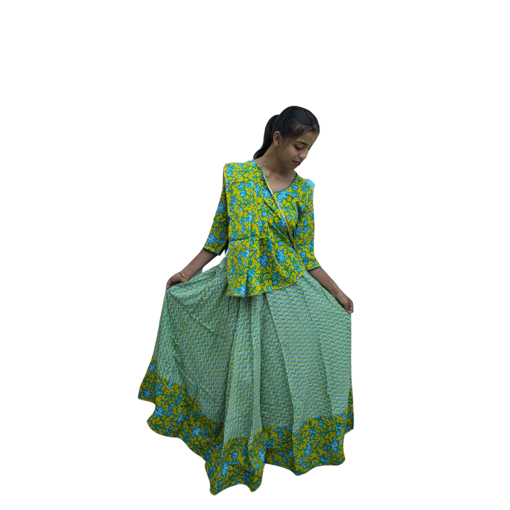 Yellow & Blue Color Gopi Dress