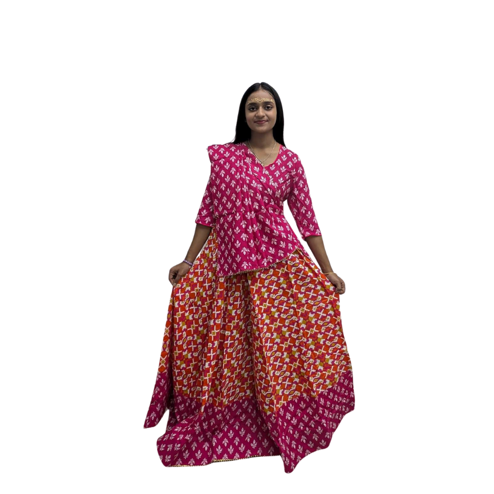 Pink & Orange Color Gopi Dress